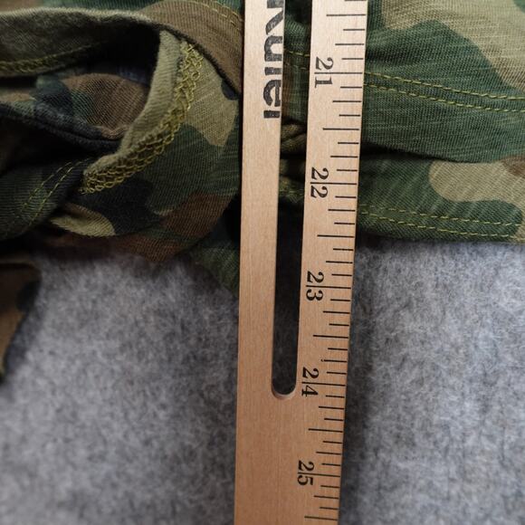 Sanctuary Top Womens Large Scoop Neck Camo Green Brown Knot Front Casual Tee - Picture 8 of 9